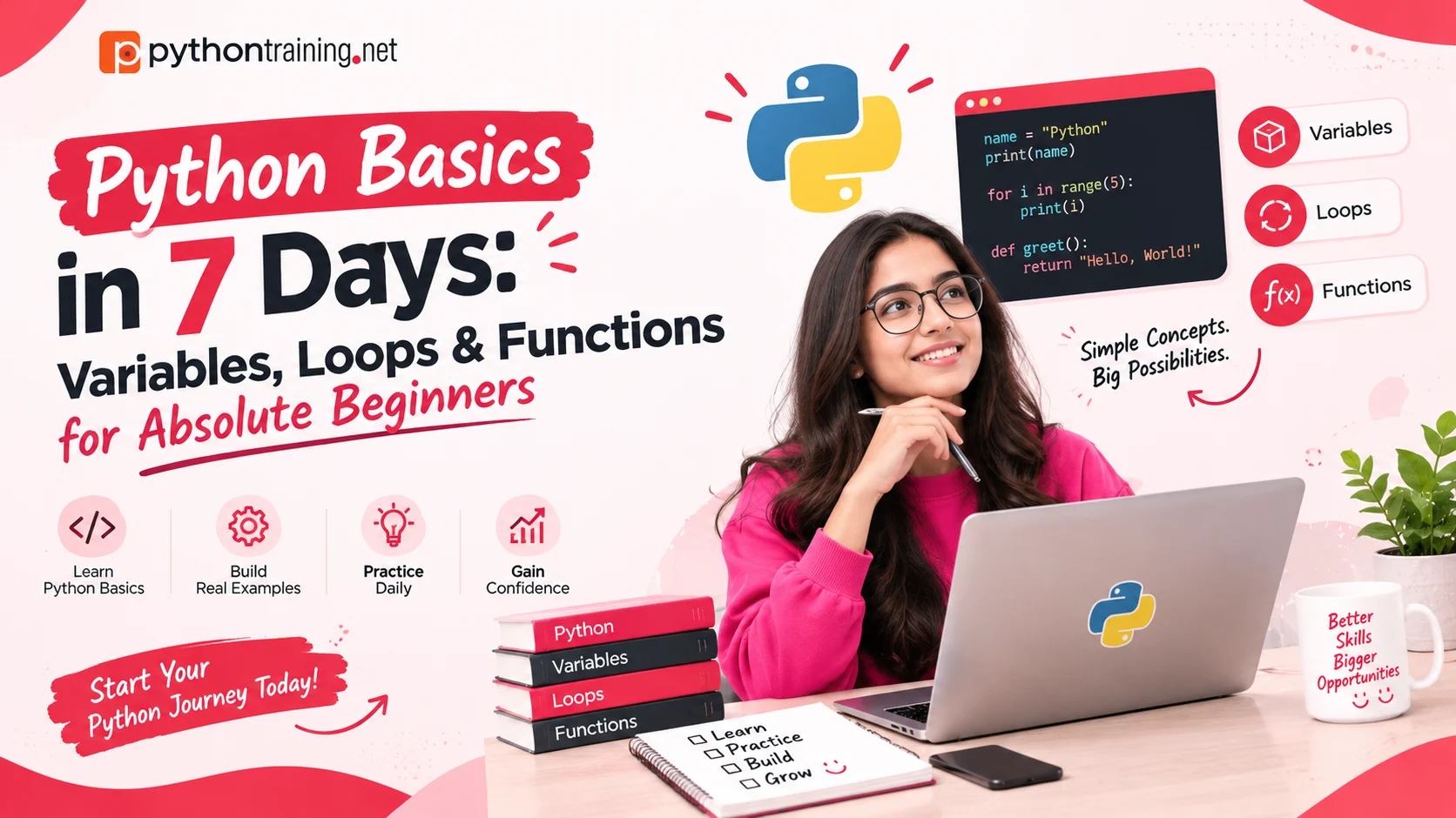 Python Basics in 7 Days: Variables, Loops & Functions for Absolute Beginners